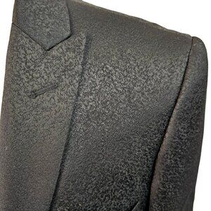 PortoFilo Black Brocade 1 Btn Sport Coat Mens 36 Single Vent Poly Viscose Blend